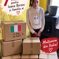 Din Italia au ajuns 7 pachete pline cu ajutoare pentru Ioana Borzos si familia ei
